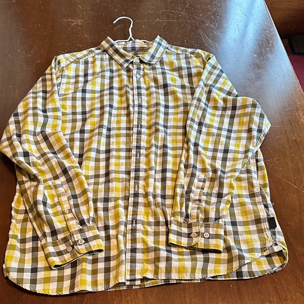 The North Face Men's Yellow and Grey Checkered Shirt
